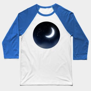 Crescent Moon in the starry sky Baseball T-Shirt